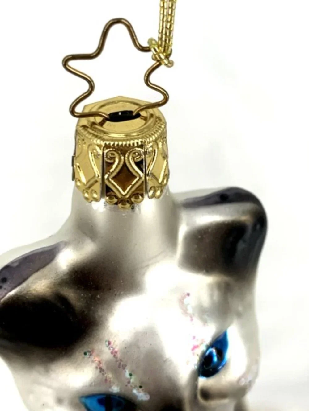 Inge-Glas Kitty Cat Christmas Ornament Siamese Hand Blown